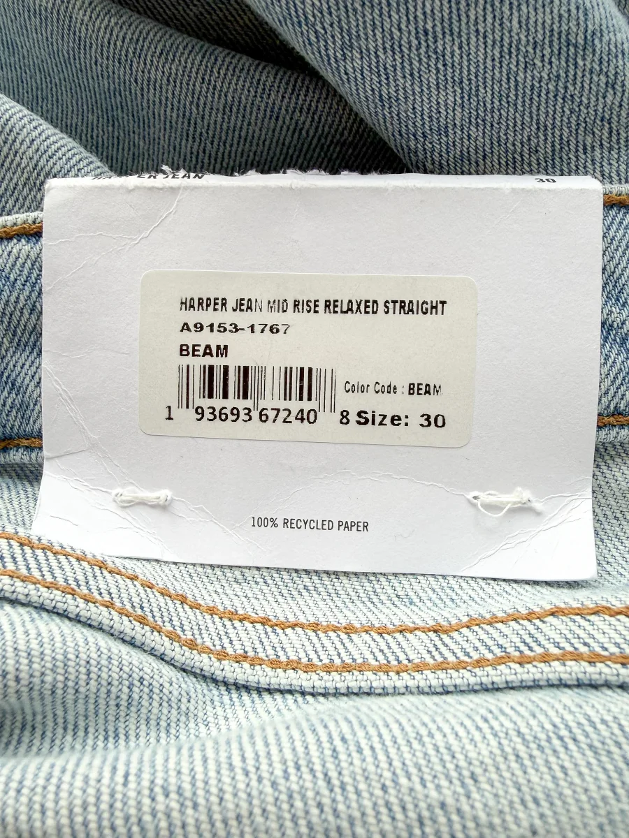 Agolde Harper Light Blue Denim Straight Leg Jeans - Imagen 4