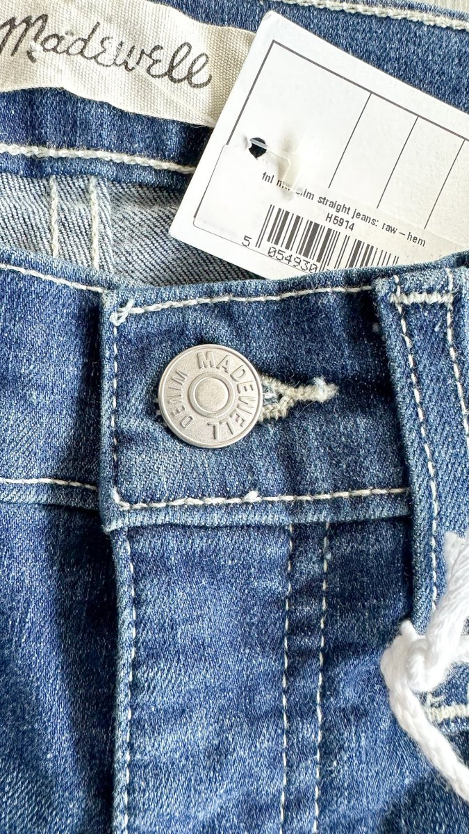 Madewell Slim Straight Denim Jeans Raw Hem Edition - Imagen 4