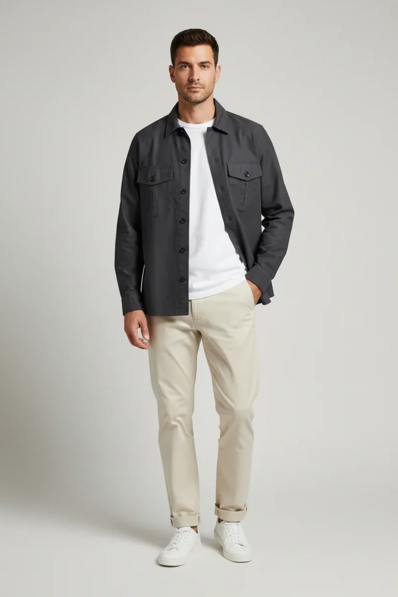 Drake's Navy Blue Two Pocket Heavy Structured Over Shirt Jacket - Imagen 9