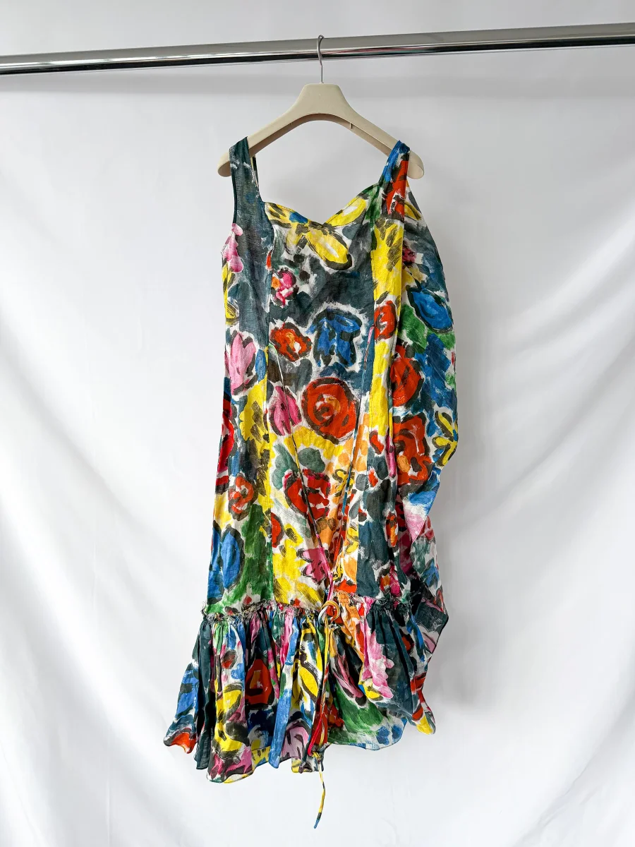 Marni Asymmetric Ruffled Floral Print Midi Dress - Imagen 7