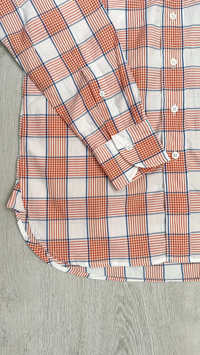 Drake's Check Red White Double Pocket Cotton Shirt - Imagen 5