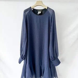 Sportmax by Max Mara Blue Chiffon Sheer Long Sleeve Dress