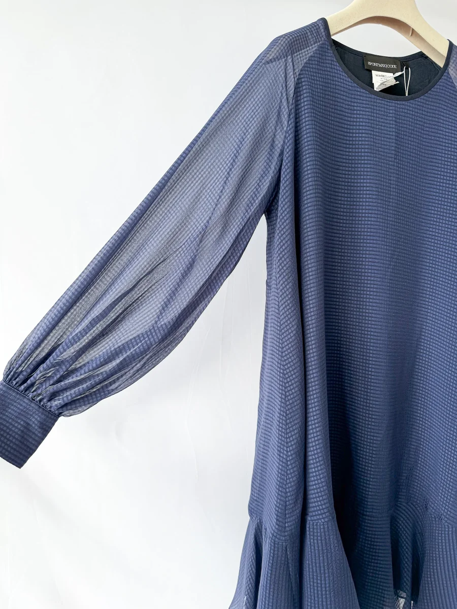 Sportmax by Max Mara Blue Chiffon Sheer Long Sleeve Dress - Imagen 3