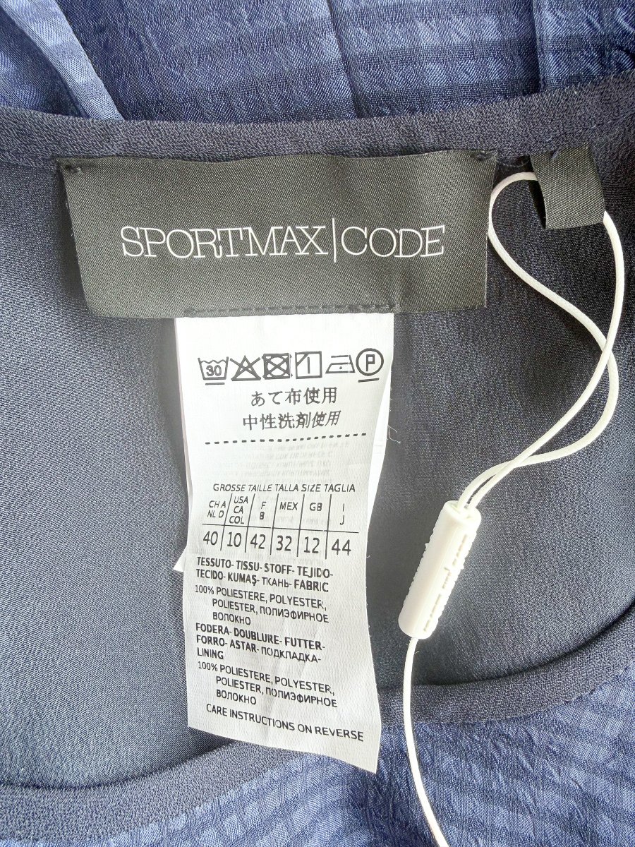 Sportmax by Max Mara Blue Chiffon Sheer Long Sleeve Dress - Imagen 7