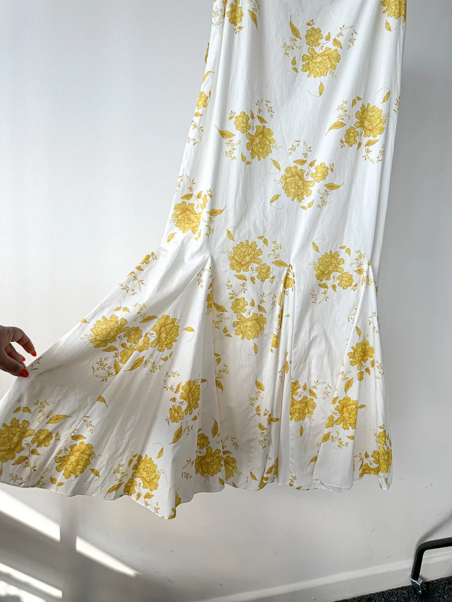 Emilia Wickstead Marita Floral-print Cotton-poplin Yellow White Square Neck Dress - Imagen 8