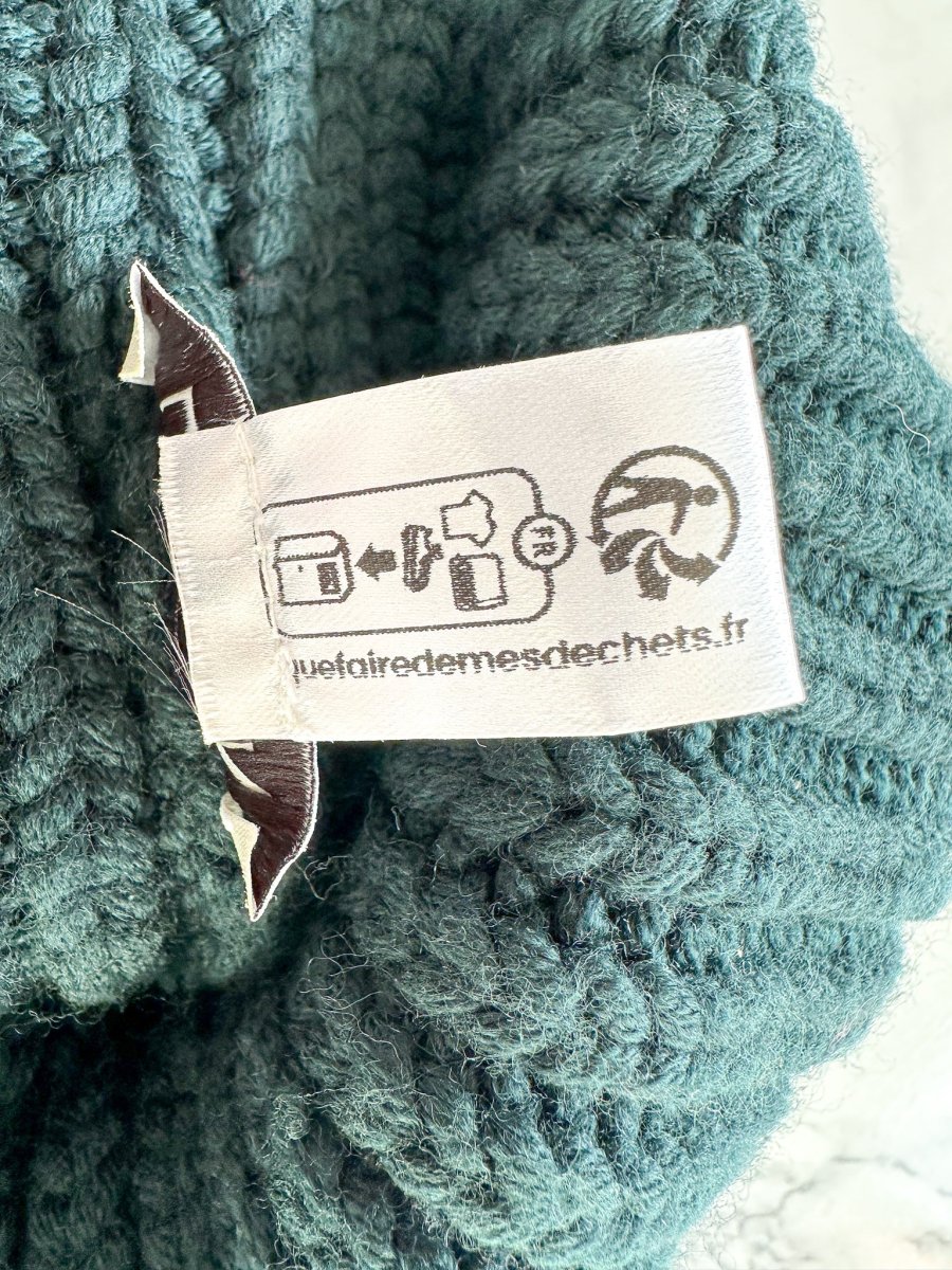 Lanvin Green Logo Tab Ribbed Knit Wool Beanie Hat - Imagen 8