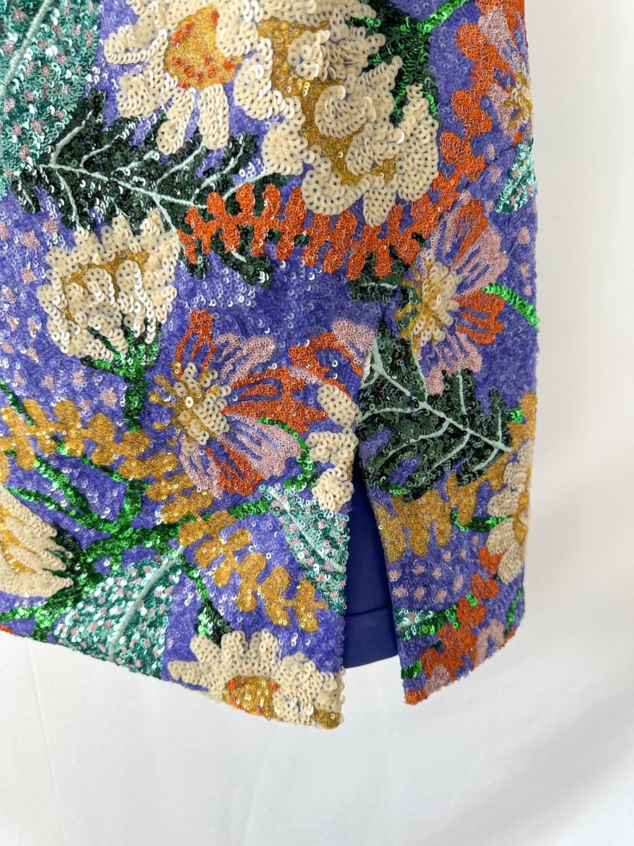 Nadine Merabi Purple Lyra All Over Floral Sequin Mini Dress - Imagen 3