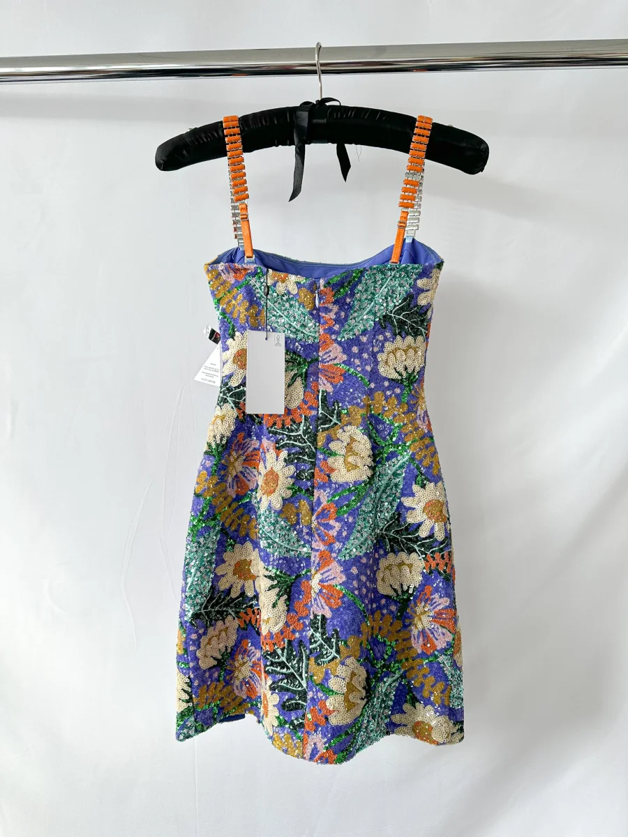 Nadine Merabi Purple Lyra All Over Floral Sequin Mini Dress - Imagen 5