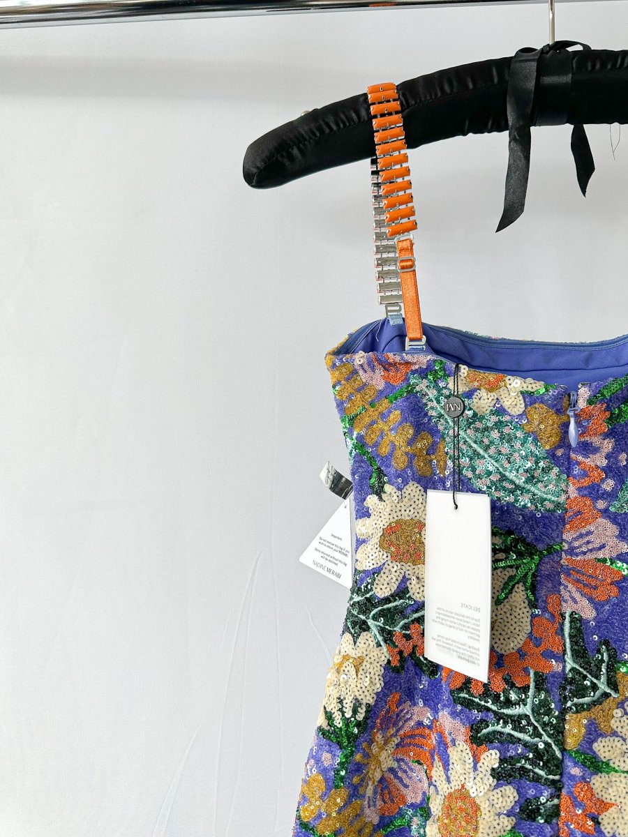 Nadine Merabi Purple Lyra All Over Floral Sequin Mini Dress - Imagen 6