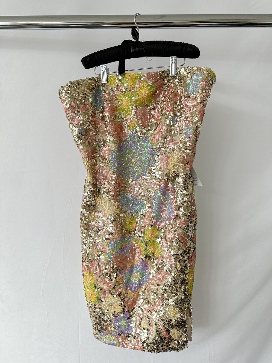 Nadine Merabi Leila Full Sequinned Embroidered Strapless Mini Dress - Imagen 3