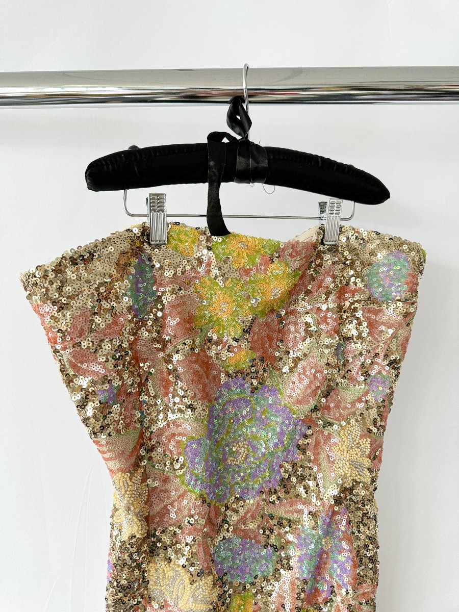 Nadine Merabi Leila Full Sequinned Embroidered Strapless Mini Dress - Imagen 5