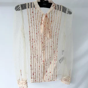 Red Valentino Bow Tie Sheer Floral Detail Blouse
