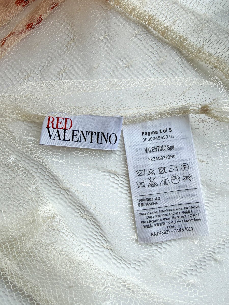 Red Valentino Bow Tie Sheer Floral Detail Blouse - Imagen 8