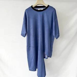 MM6 Maison Margiela Blue Deconstructed Cut-Out Crew Neck T-Shirt