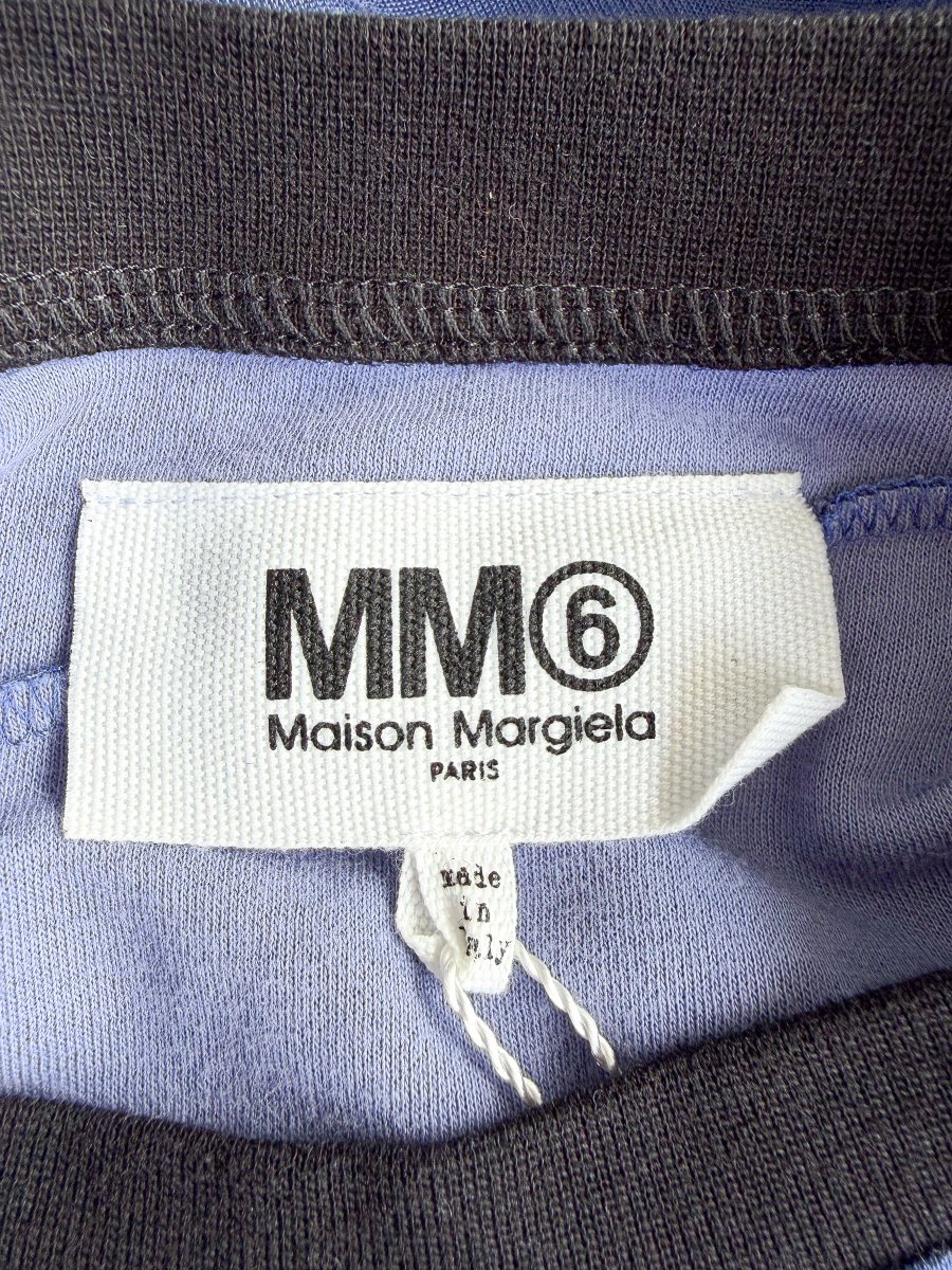 MM6 Maison Margiela Blue Deconstructed Cut-Out Crew Neck T-Shirt - Imagen 6