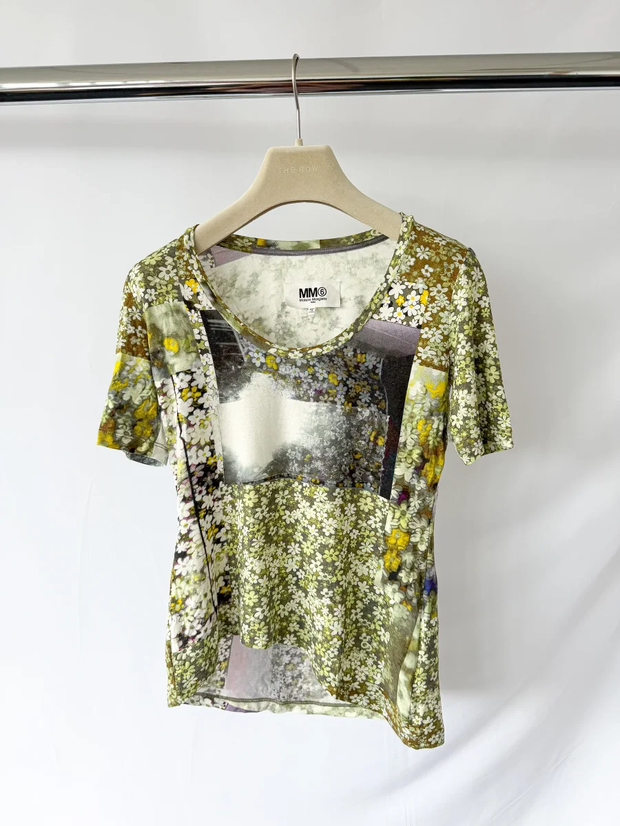 MM6 Maison Margiela Floral Print Scoop Neck T-shirt - Imagen 2