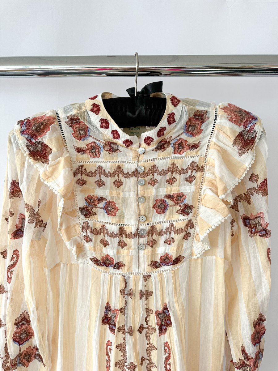 Farm Rio Jacquard Embroidered Ikat Long Sleeve Midi Dress - Imagen 8