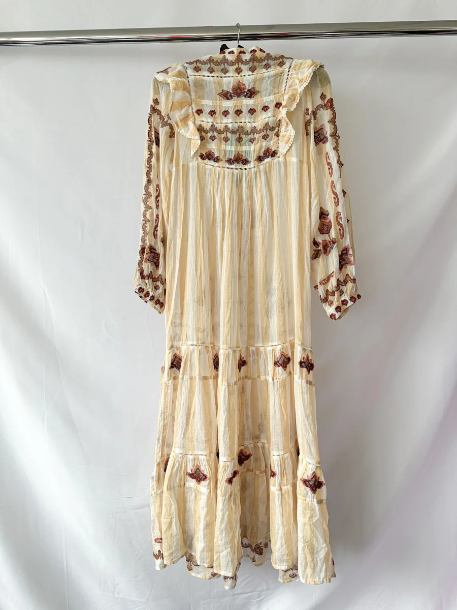 Farm Rio Jacquard Embroidered Ikat Long Sleeve Midi Dress - Imagen 9