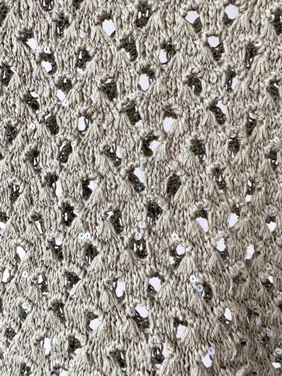 Brunello Cucinelli Green Crochet Open Knit Cotton Linen Silk Blend Dress - Imagen 9