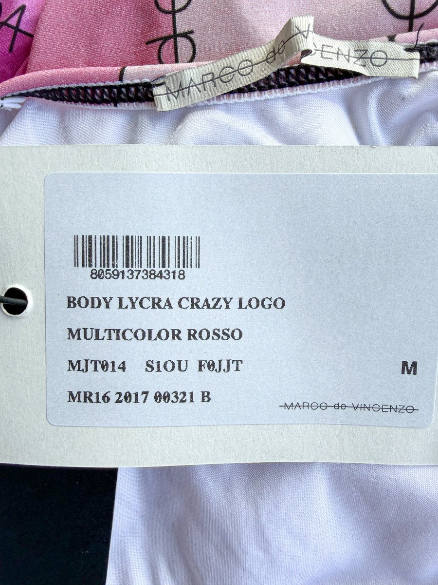 Marco De Vincenzo Allover Logo Pink Multicolour Striped One-Piece Swimsuit - Imagen 7