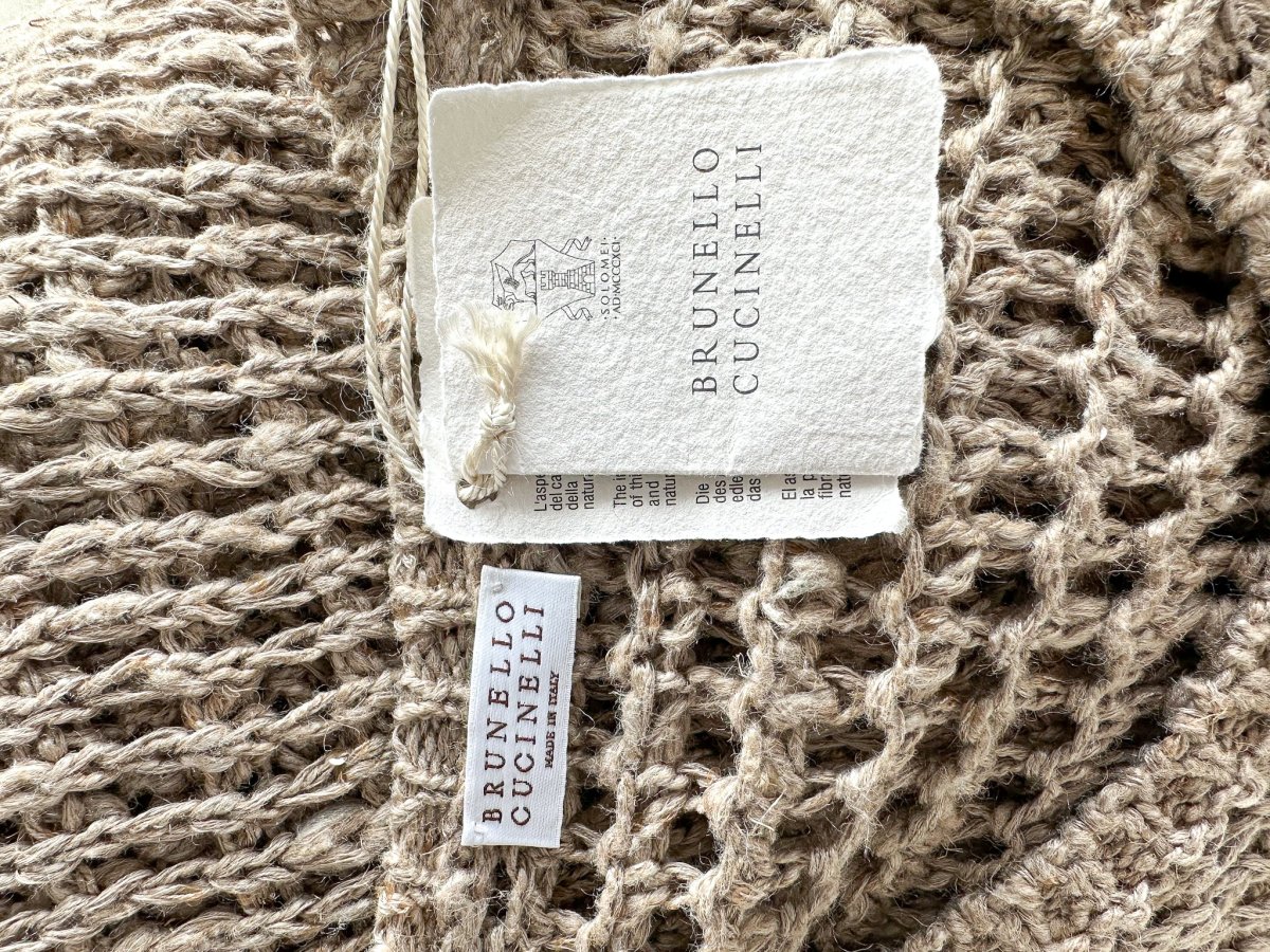 Brunello Cucinelli Beige Crochet Open Knit Linen Silk Blend Sleeveless Midi Dress - Imagen 5