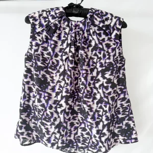 Balenciaga Purple Leopard Print Sleeveless Blouse