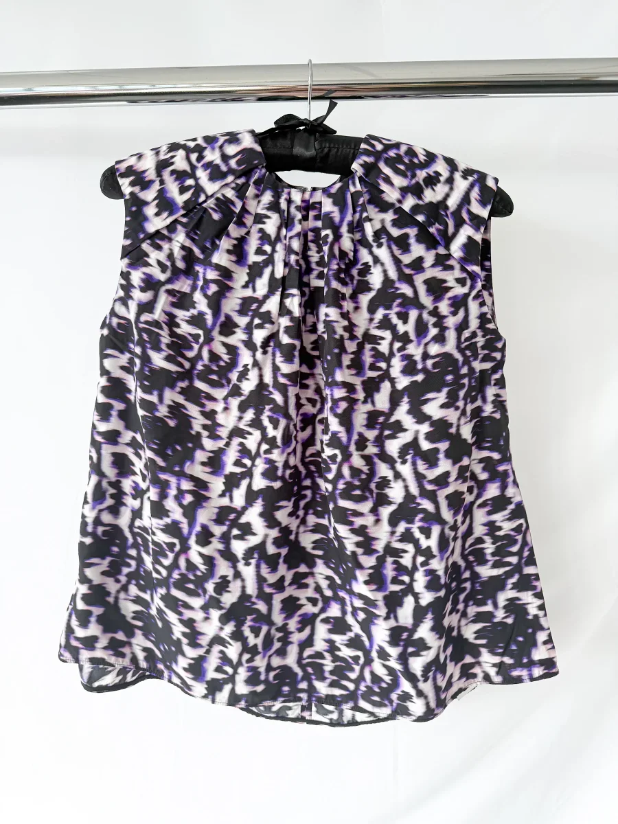 Balenciaga Purple Leopard Print Sleeveless Blouse