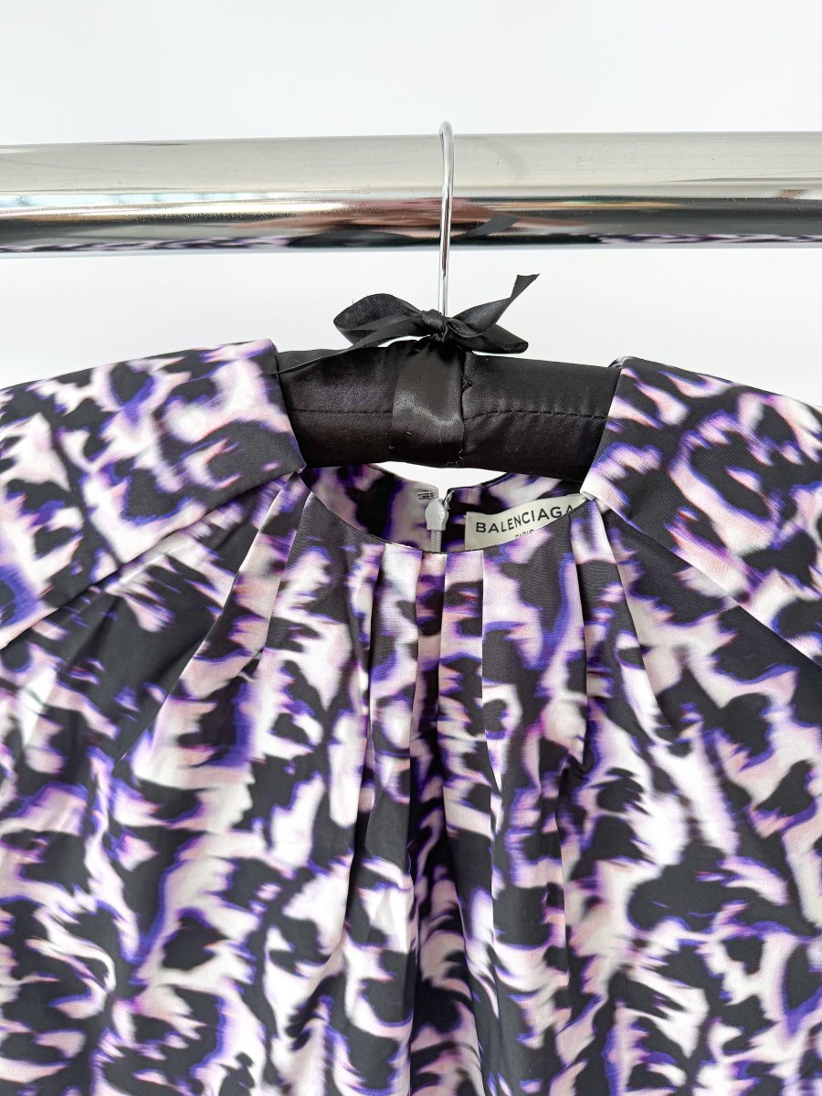 Balenciaga Purple Leopard Print Sleeveless Blouse - Imagen 3