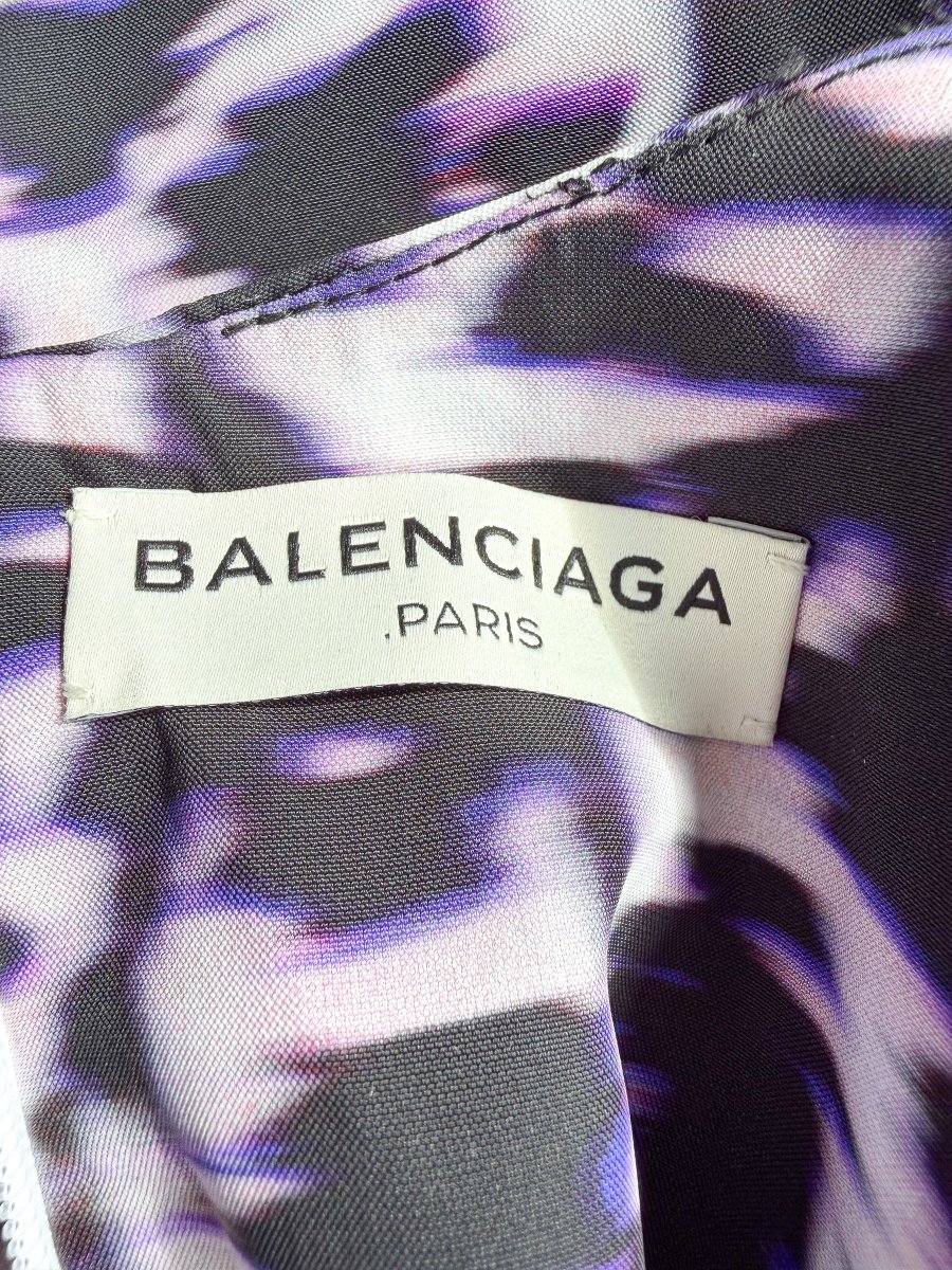 Balenciaga Purple Leopard Print Sleeveless Blouse - Imagen 7