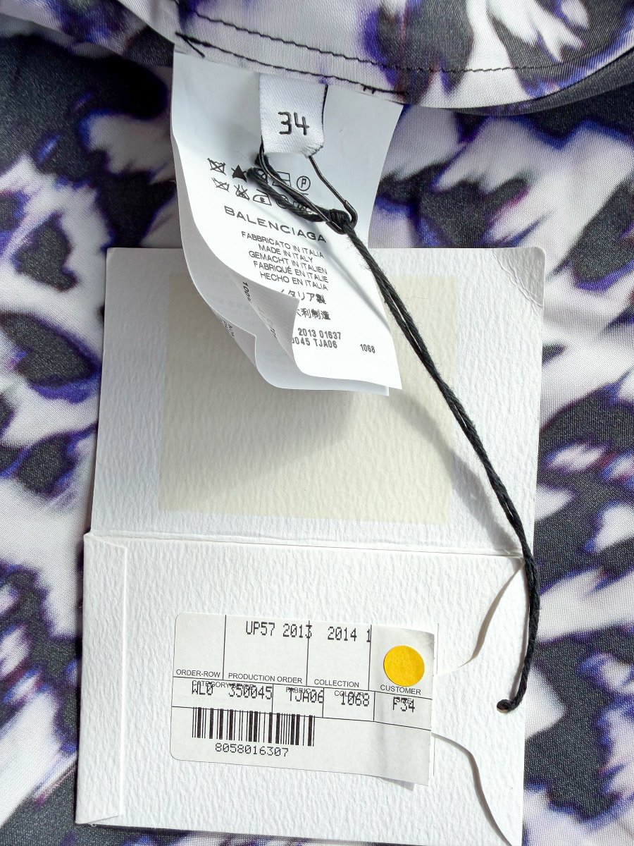 Balenciaga Purple Leopard Print Sleeveless Blouse - Imagen 9