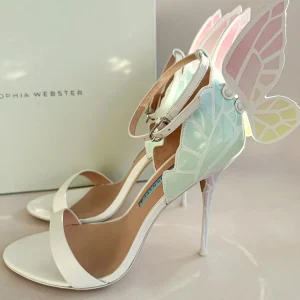 Sophia Webster Butterfly Soft Pastel Gradient Off-White Chiara Heeled Sandals