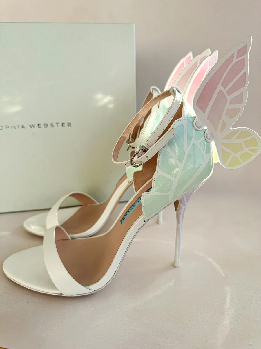Sophia Webster Butterfly Soft Pastel Gradient Off-White Chiara Heeled Sandals - Imagen 2