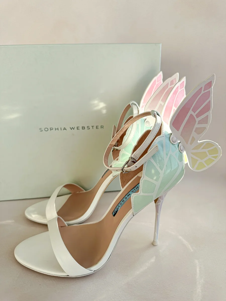 Sophia Webster Butterfly Soft Pastel Gradient Off-White Chiara Heeled Sandals - Imagen 3