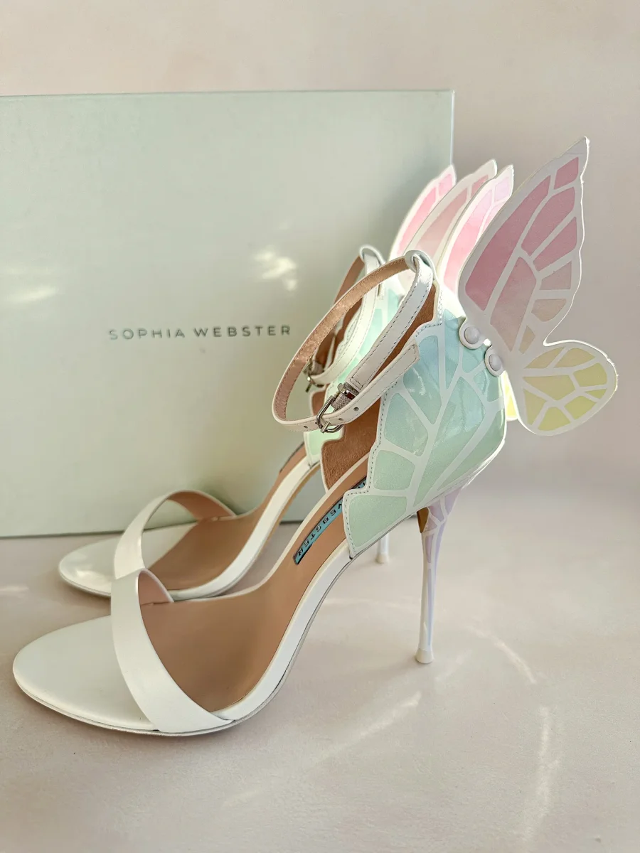 Sophia Webster Butterfly Soft Pastel Gradient Off-White Chiara Heeled Sandals - Imagen 4