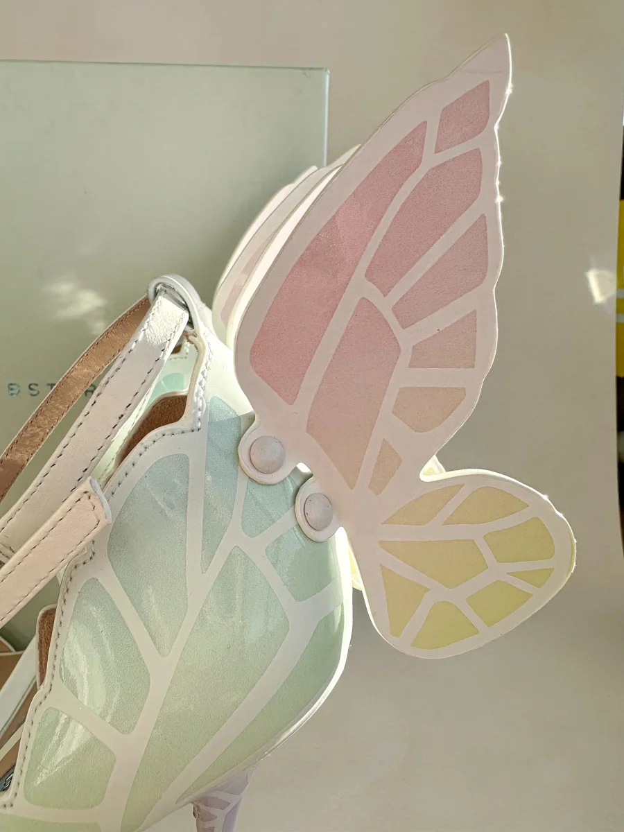Sophia Webster Butterfly Soft Pastel Gradient Off-White Chiara Heeled Sandals - Imagen 6