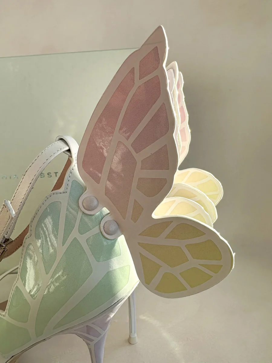 Sophia Webster Butterfly Soft Pastel Gradient Off-White Chiara Heeled Sandals - Imagen 8