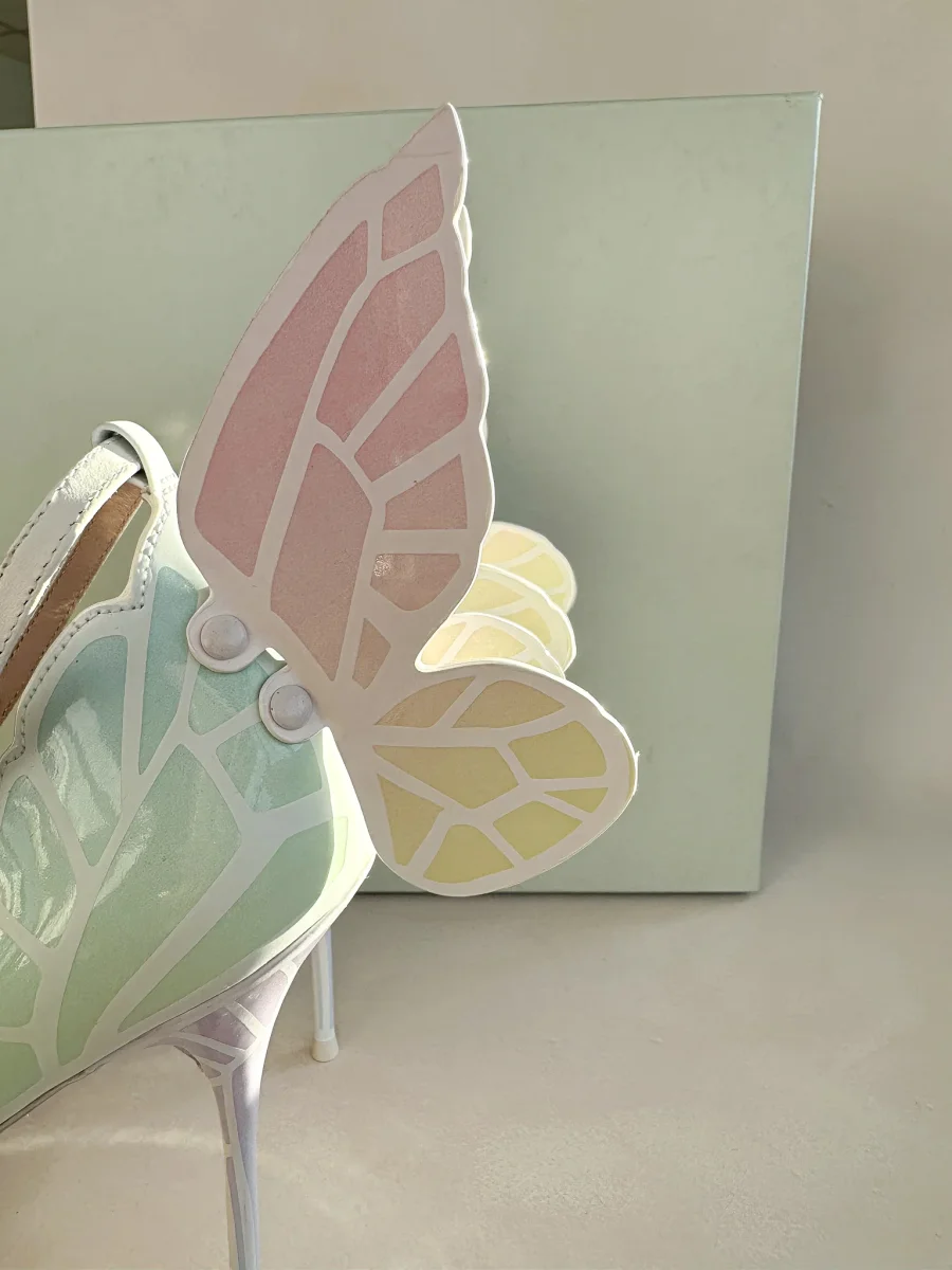 Sophia Webster Butterfly Soft Pastel Gradient Off-White Chiara Heeled Sandals - Imagen 9
