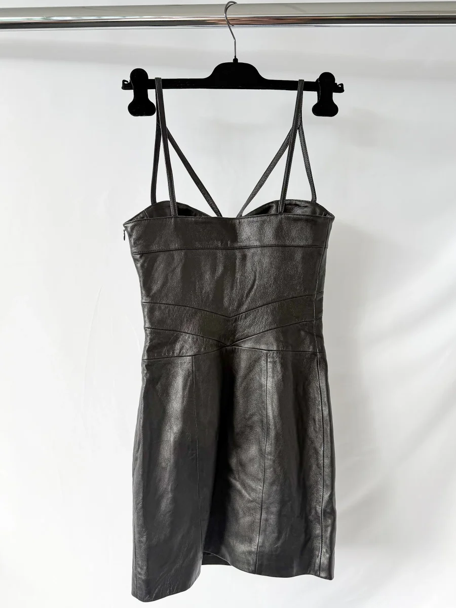 Versus Versace Black Cutout Studded Leather Mini Dress - Imagen 6