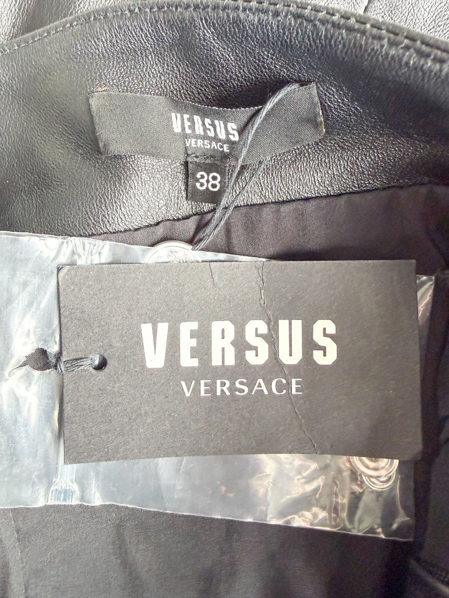 Versus Versace Black Cutout Studded Leather Mini Dress - Imagen 4