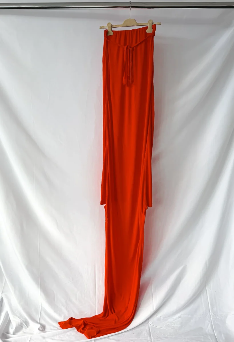 Marni Orange Red High Low Crepe Jersey Maxi Skirt - Imagen 2