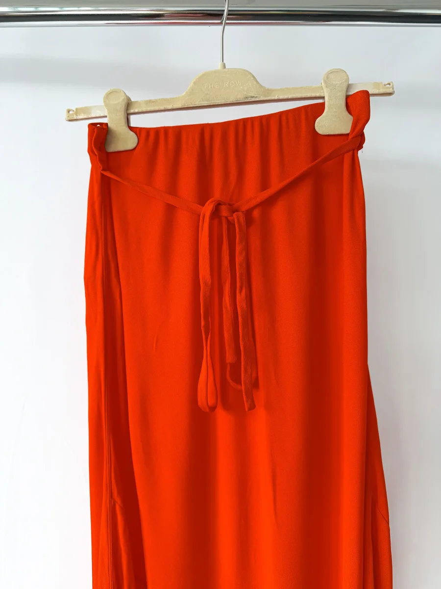 Marni Orange Red High Low Crepe Jersey Maxi Skirt - Imagen 3