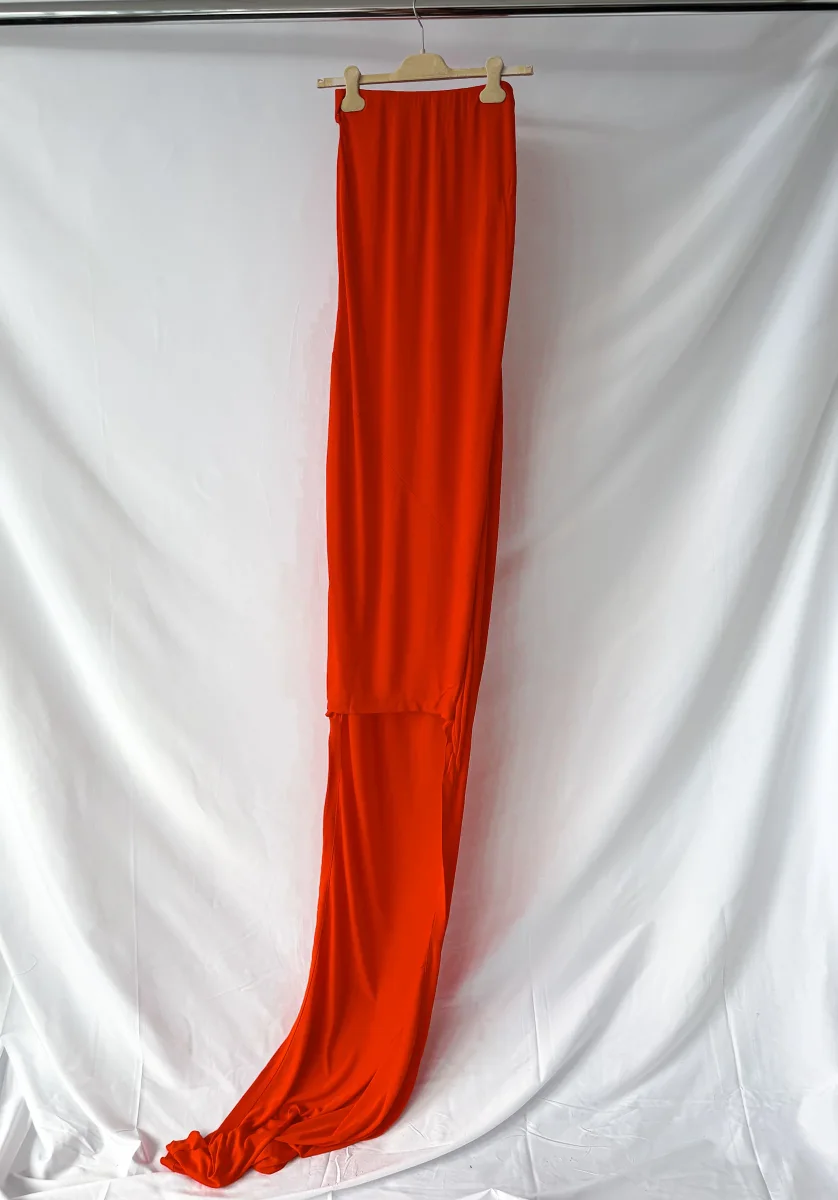 Marni Orange Red High Low Crepe Jersey Maxi Skirt - Imagen 4