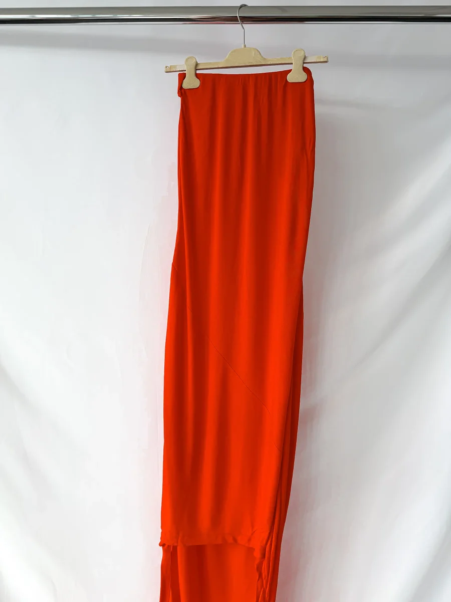 Marni Orange Red High Low Crepe Jersey Maxi Skirt - Imagen 5