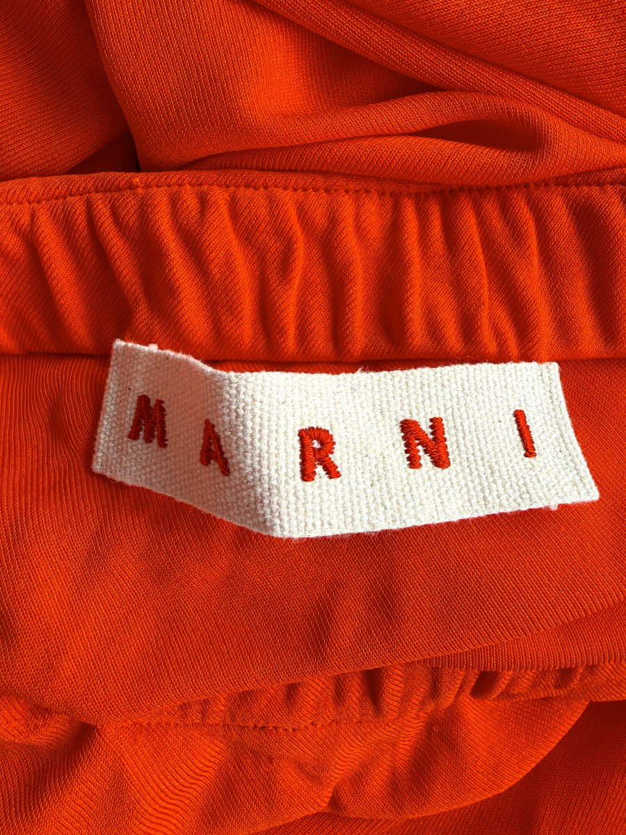 Marni Orange Red High Low Crepe Jersey Maxi Skirt - Imagen 6