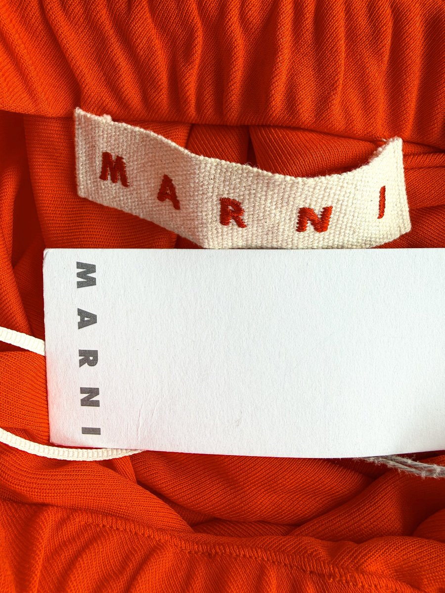 Marni Orange Red High Low Crepe Jersey Maxi Skirt - Imagen 7
