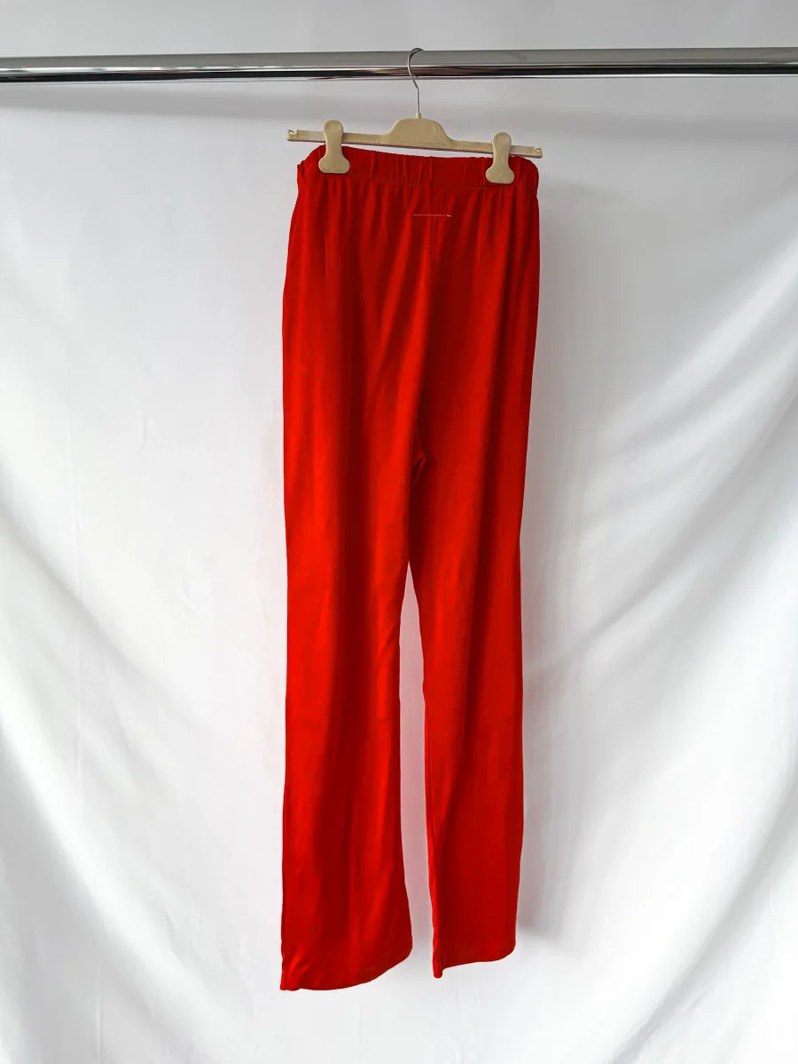 MM6 Maison Margiela Red Elastic Waist Straight Leg Trousers - Imagen 5