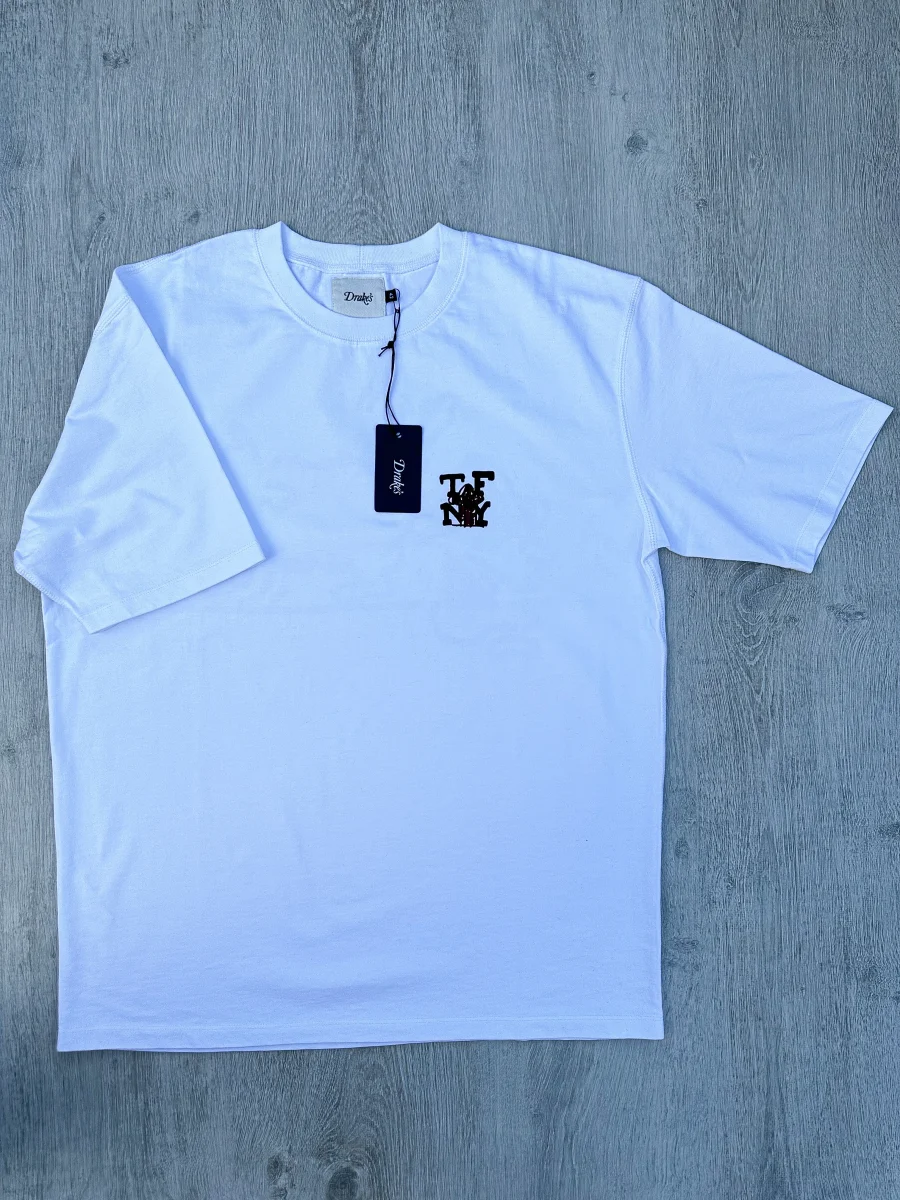 Drake's X Throwing Fits White Print Tee Shirt - Imagen 2
