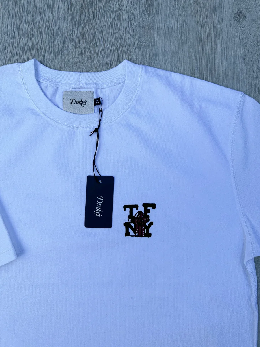Drake's X Throwing Fits White Print Tee Shirt - Imagen 5