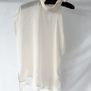 MM6 By Maison Margiela One Sleeve Collared Tie-Up Sheer Cream Blouse