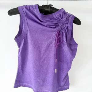Dsquared2 Purple Ruched Gathered Drawstring Detail Top